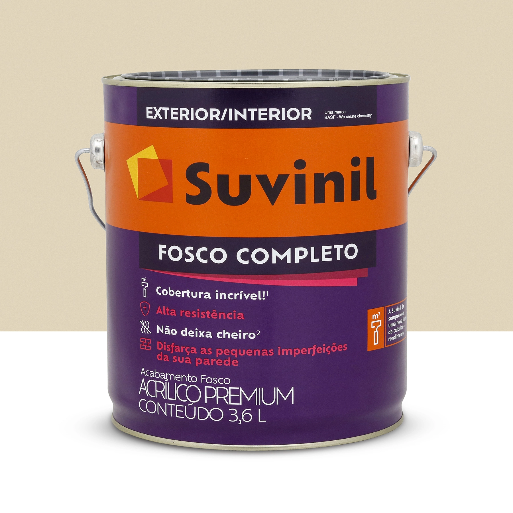 Tinta Acrílica Fosco Completo Premium Interior e Exterior Palha 3,6 L Suvinil
