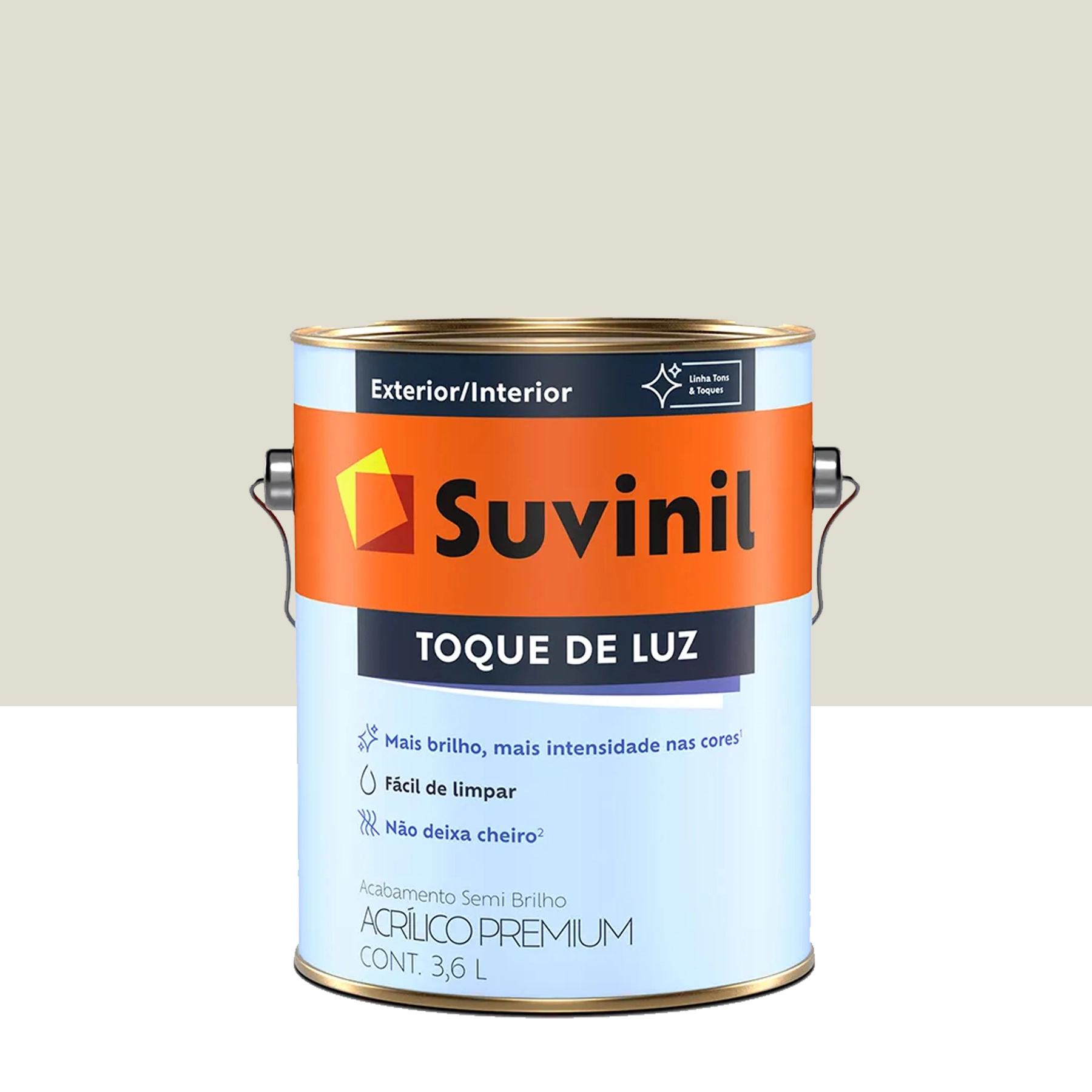 Tinta Acrílica Semibrilho Toque de Luz Premium Interior e Exterior Gelo 3,6 L Suvinil