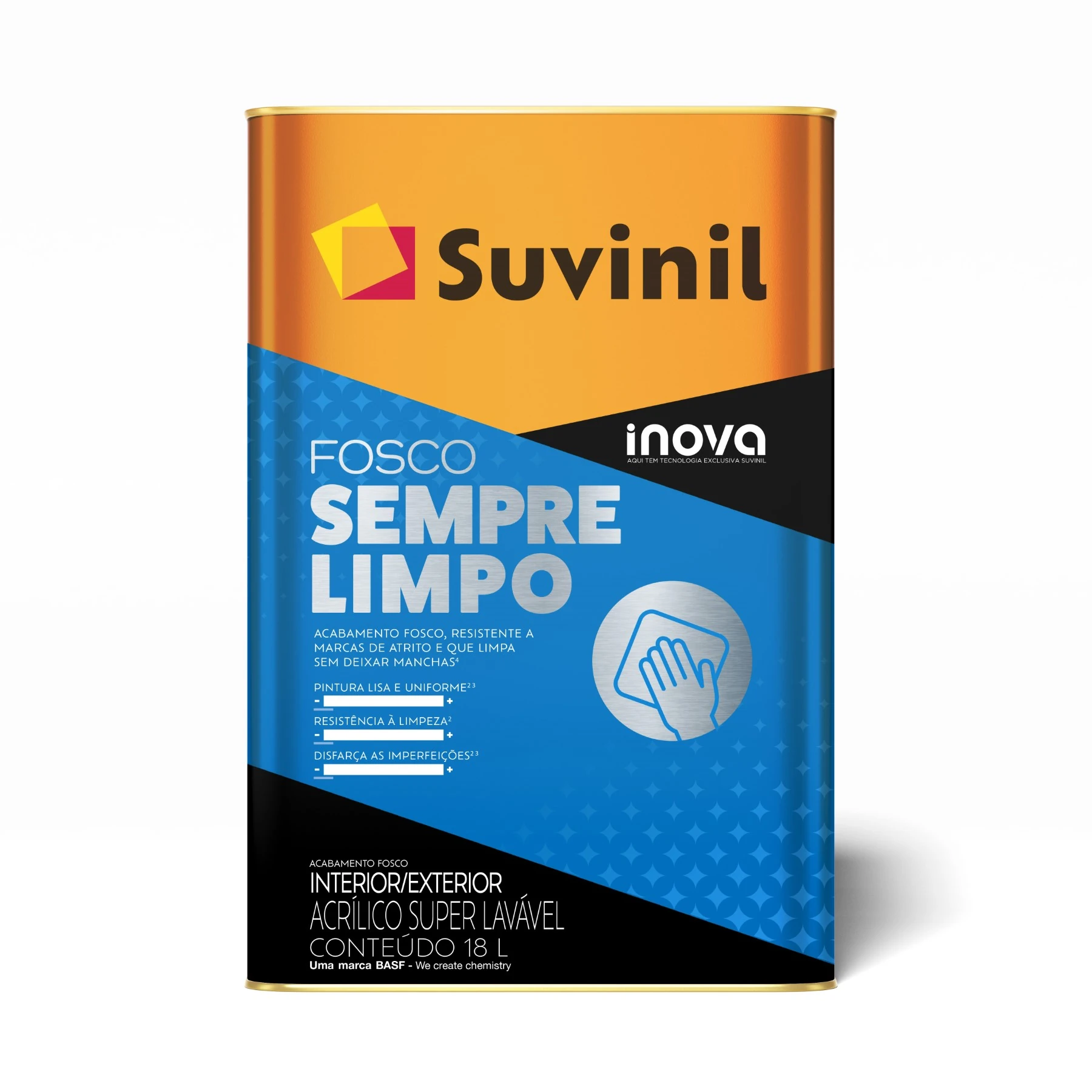 Tinta Acrílica Fosca Inova Sempre Limpo Premium Super Lavável Interno e Externo Algodão Egípcio 18L Suvinil