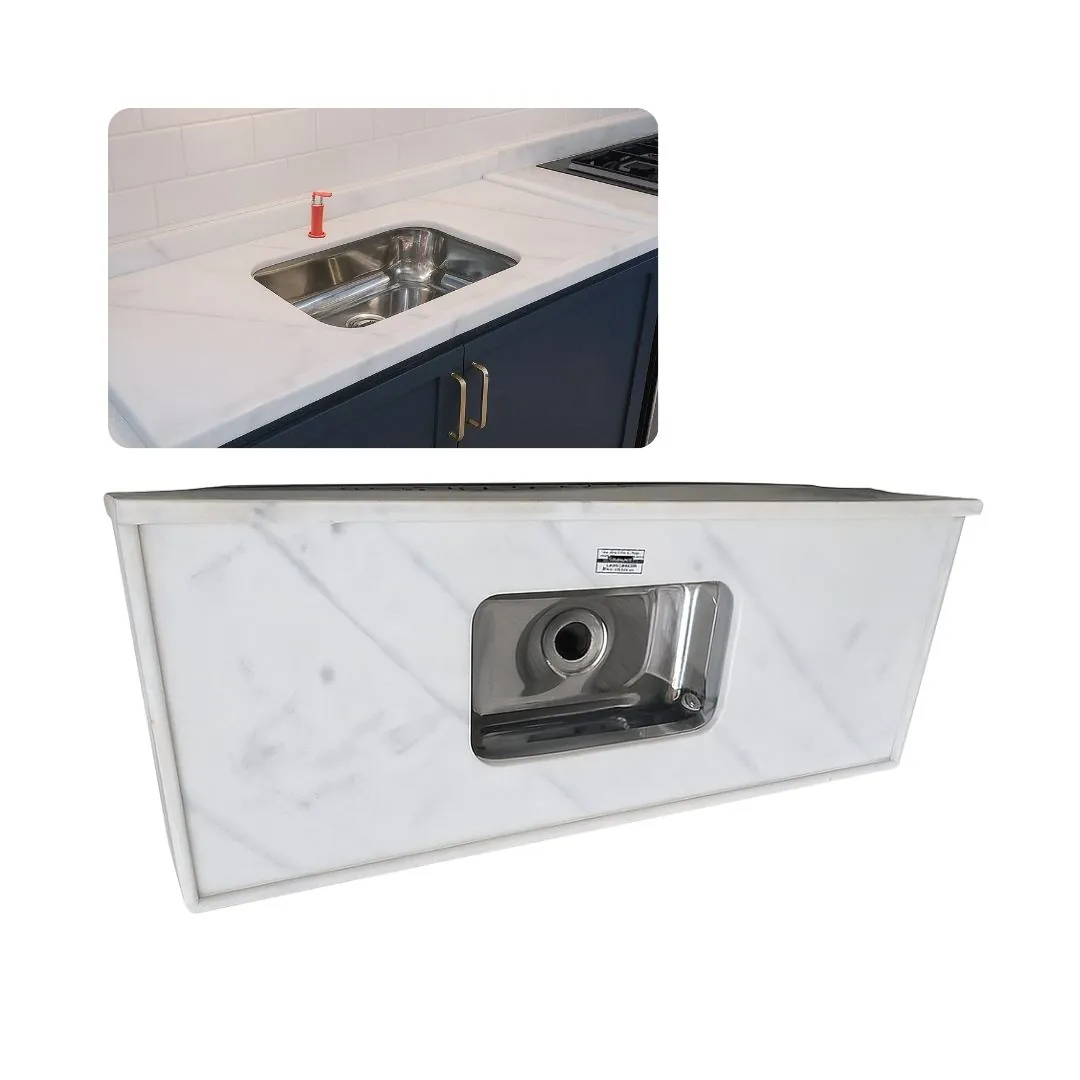 Pia Cozinha Mármore Branco 120cm Cuba Rasa Acabamento Simple  Branco