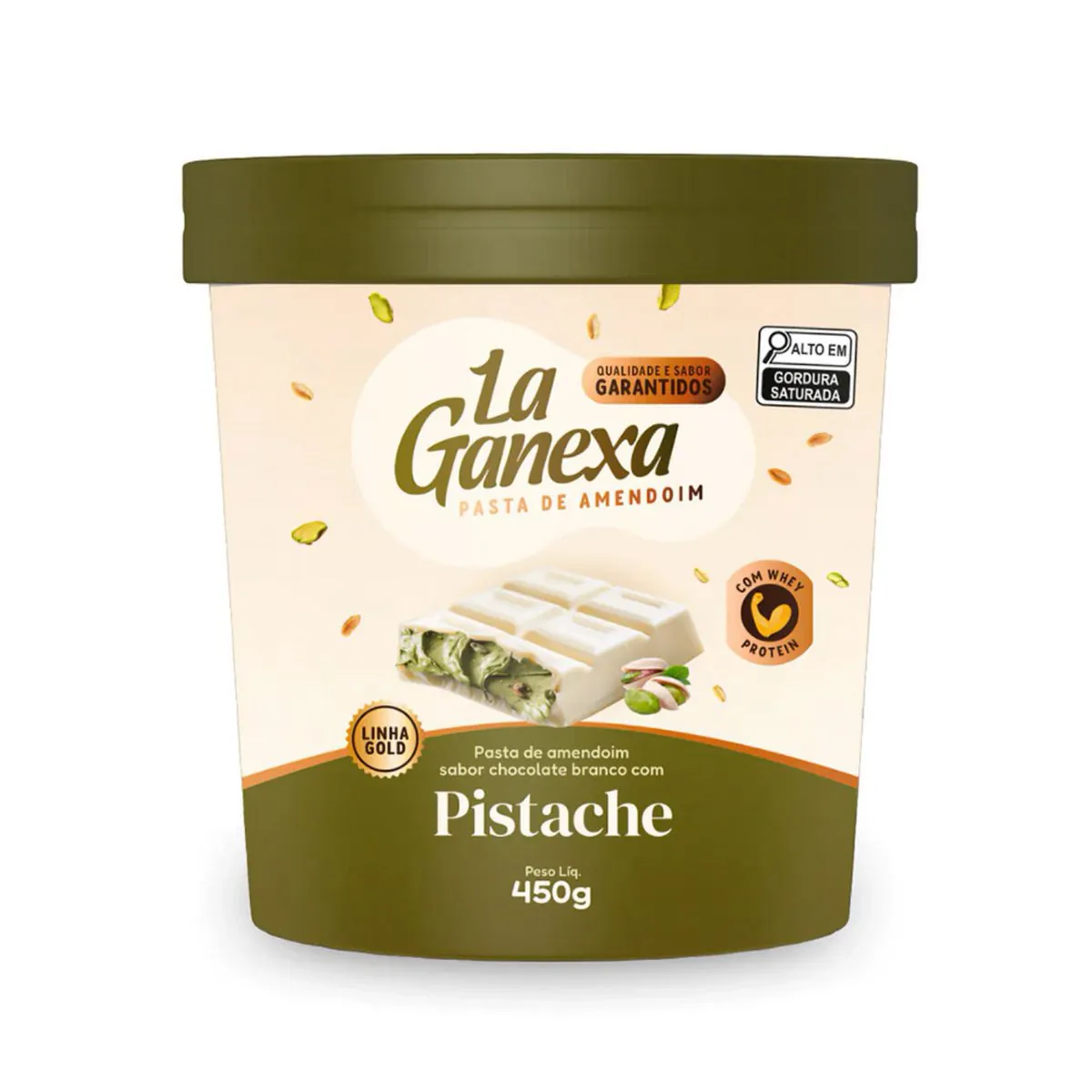 Pasta De Amendoim La Ganexa Chocolate Branco Com Pistache 450g