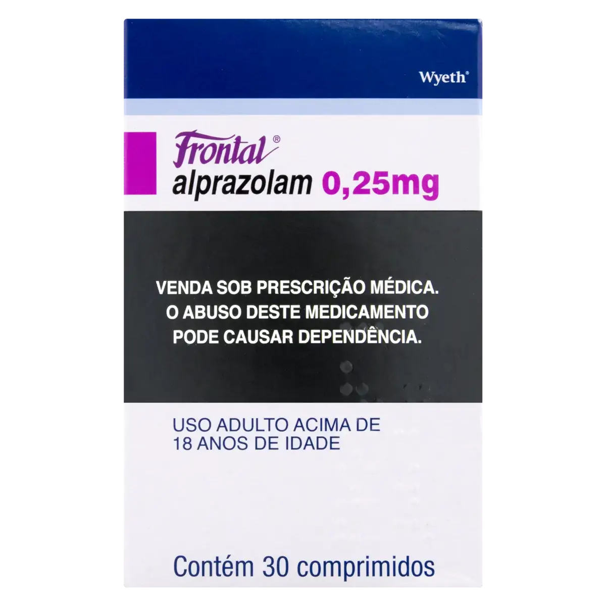 Frontal 0,25mg Wyeth Caixa 30 Comprimidos
