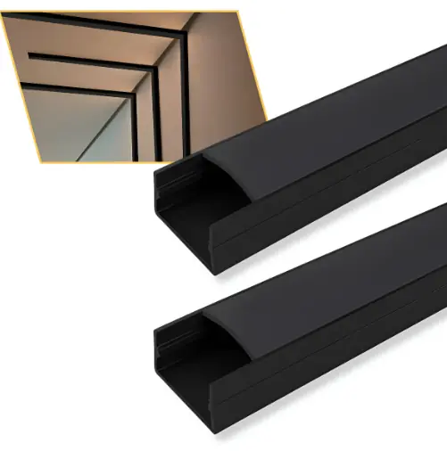 Perfil De Led Sobrepor 30x10mm All Black Difusor Fumê 2m Preto