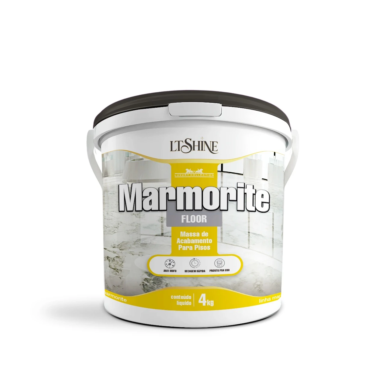 Massa De Efeito Mármore Realista Ltshiner Marmorite Piso 4kg Cor Branco