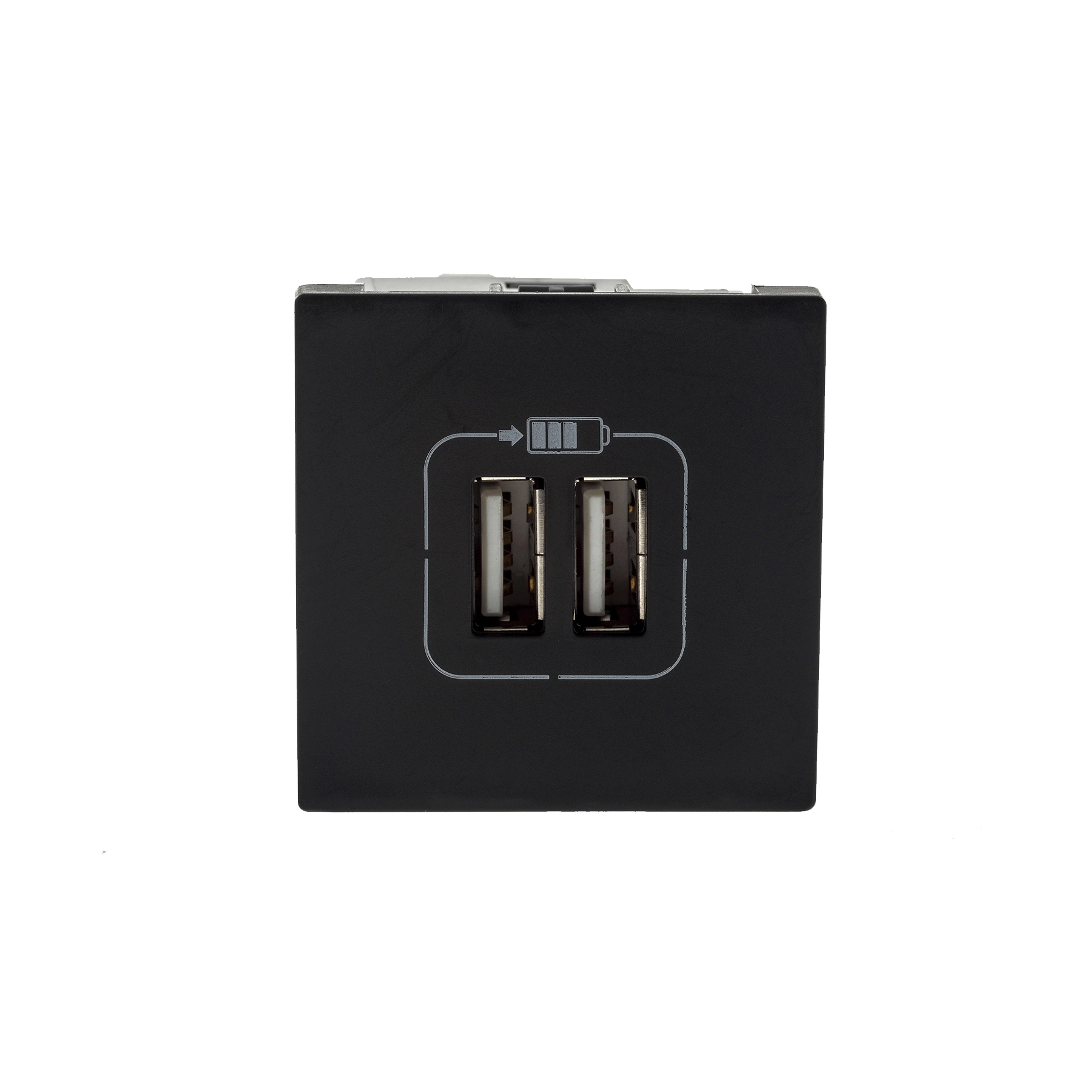 Módulo de Tomada 2USB 2400mA Preto Pial Plus