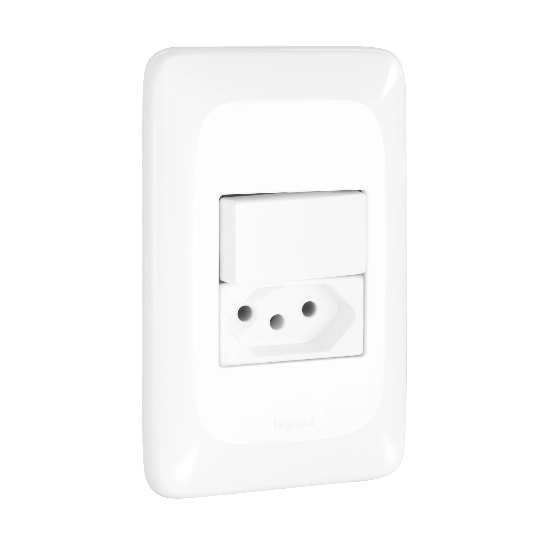 Conjunto 1 tomada e 1 interruptor Energia Simples 10A 4x2 Pial Pop Legrand