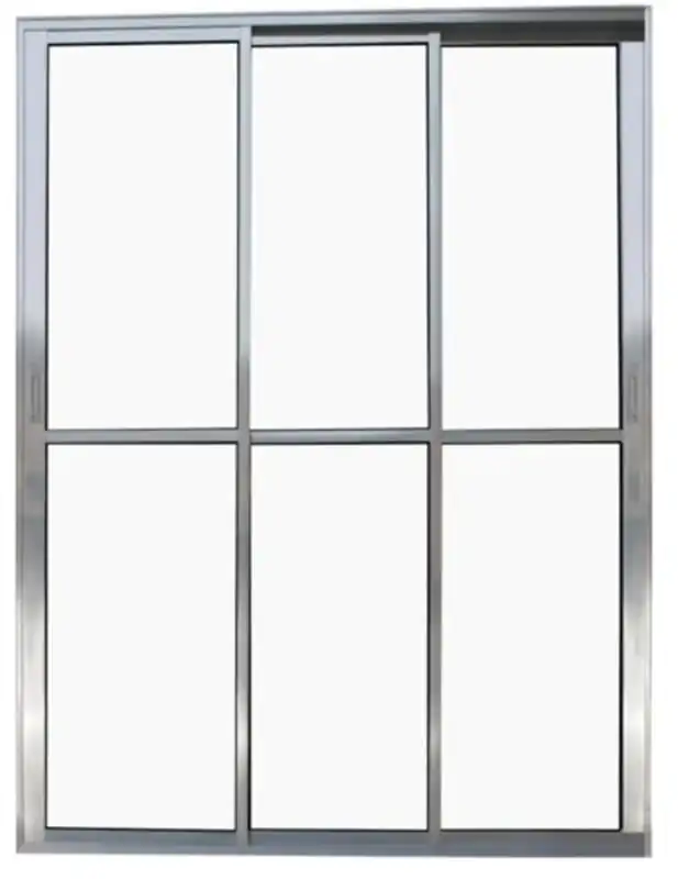 Porta De Correr 3 Folhas De Vidro Móveis Com Trinco 2,10 X 1,20 Cor Brilhante Linha Econ