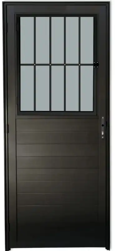 Porta De Aluminio Postigo Lambril Linha Premium Preto