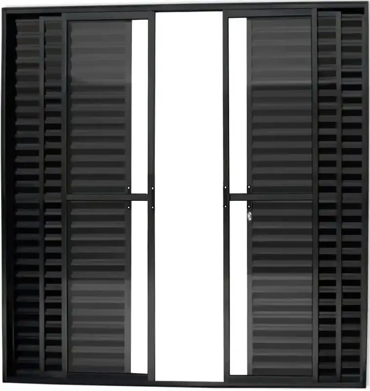 Porta Balcão 6 Folhas Com Trinco 2,10 X 1,80 Cor Preto Linha Econ