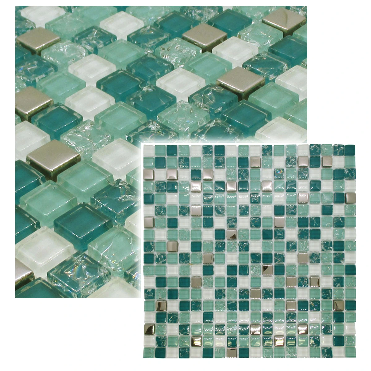 Pastilhas de Vidro Jade Mix Verde Metalizada 30x30cm