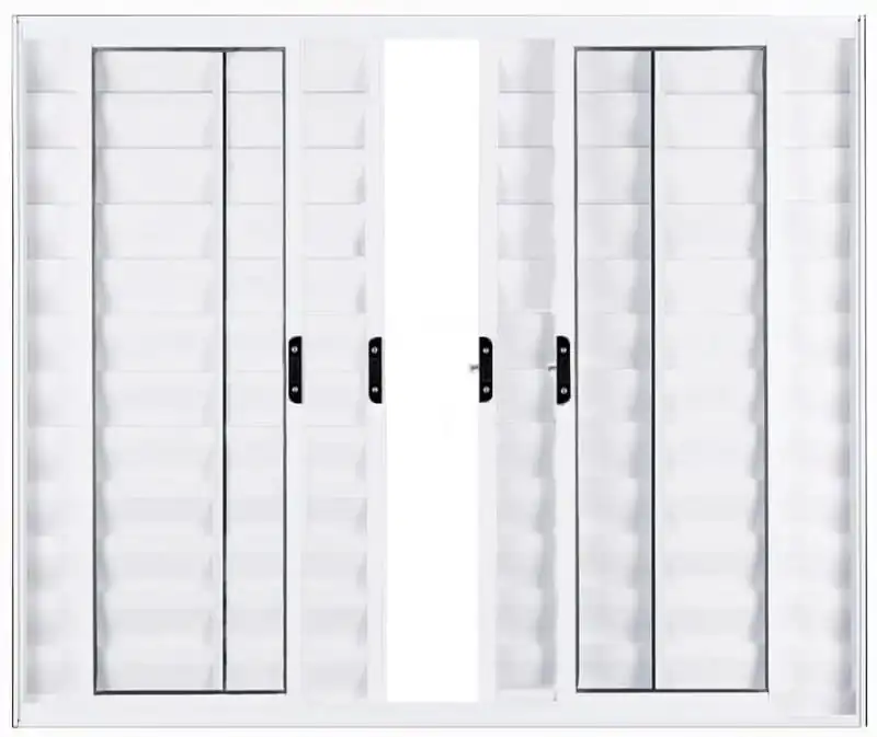 Janela Veneziana De Alumínio 6 Folhas 1,00 X 1,00 Sem Grade Cor Branco Linha Econ