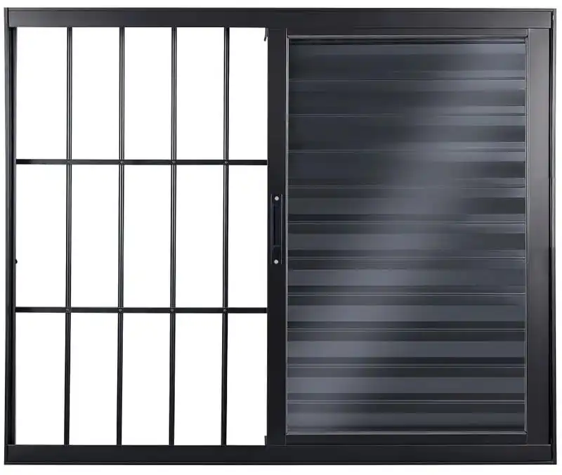 Veneziana De Aluminio 3 Folhas Com Grade Linha Premium Preto
