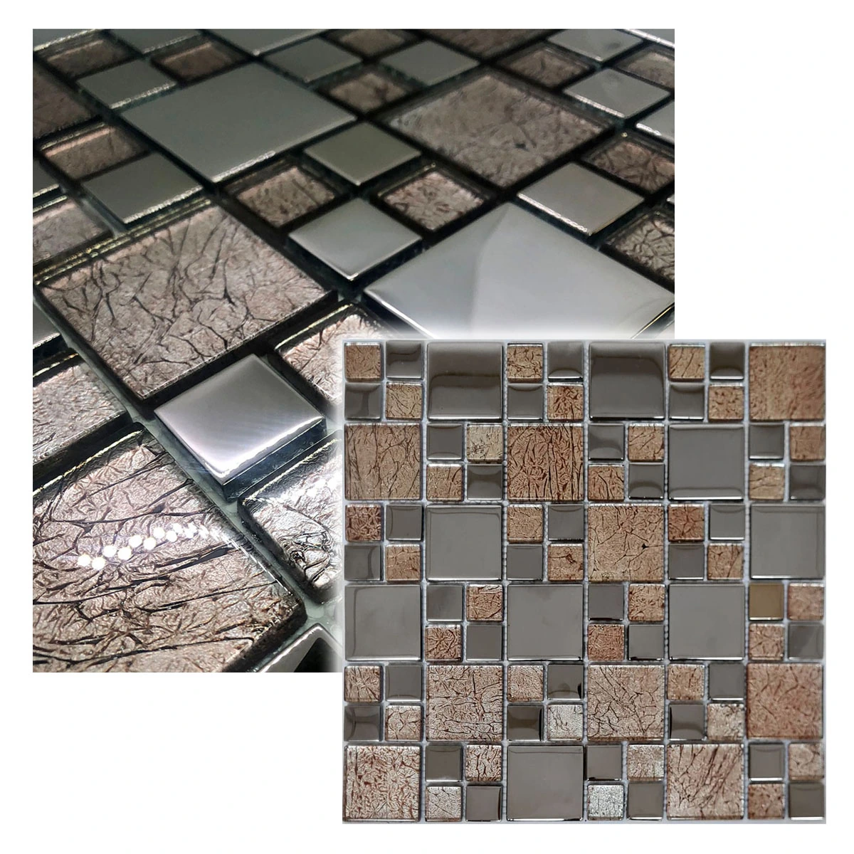 Pastilha De Vidro Metalizada 30cmx30cm La Bella Griffe Cromo Prata