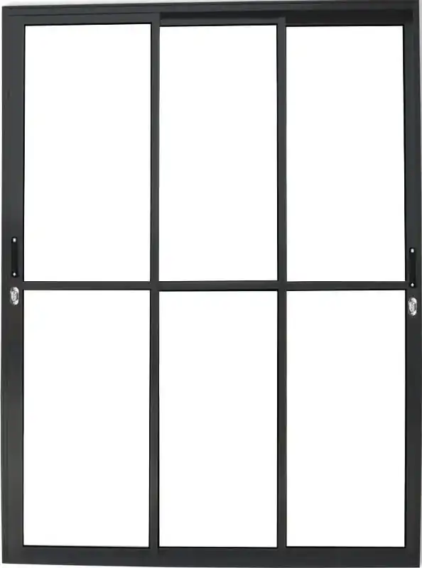 Porta De Aluminio Sacada 3 Folhas Móveis Com Fechadura Linha Premium Preto