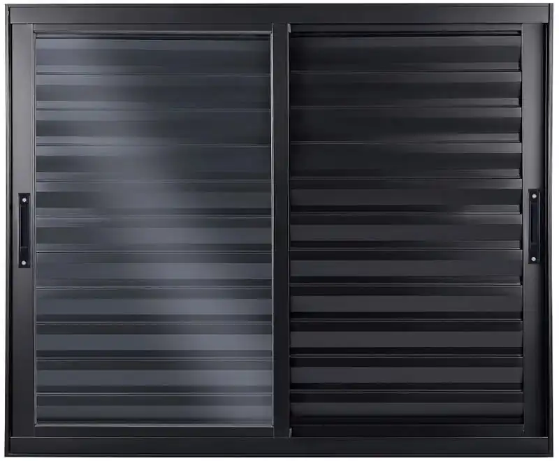 Veneziana De Aluminio 3 Folhas Móveis Sem Grade Linha Premium Preto
