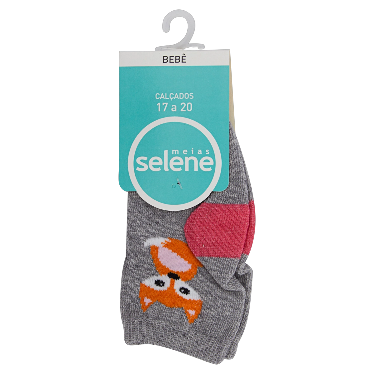 Meia De Bebê Cinza Mescla E Pink Selene N 17 20
