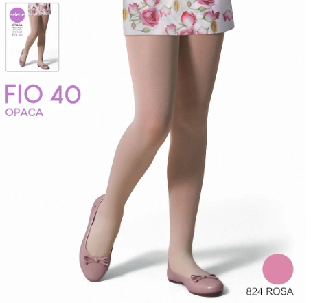 Meia Calça Infantil Rosa Fio 40 Elastano Selene Tamanho P