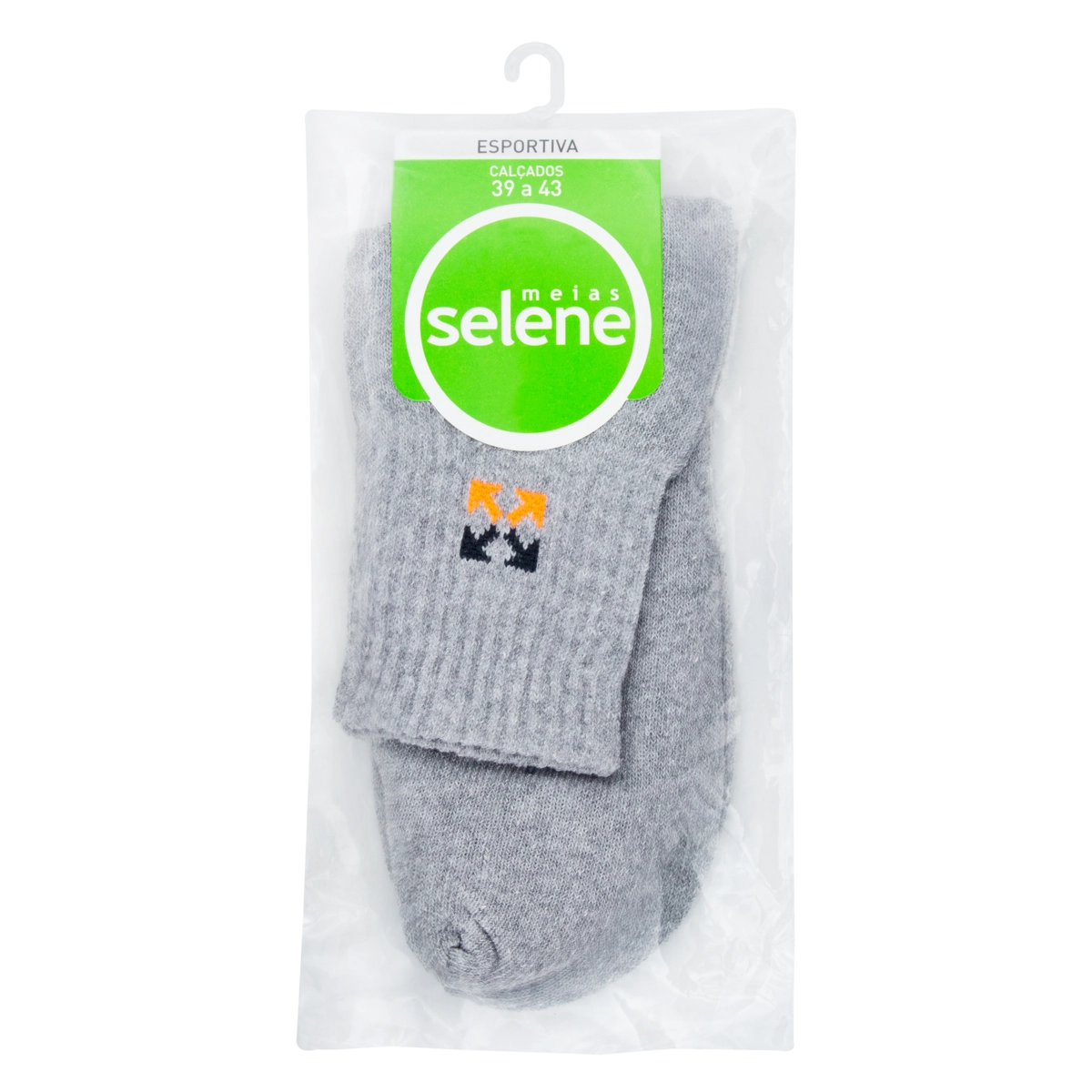 Meia Masculina Cano Curto Cinza Mescla Esportiva Selene N 39 43