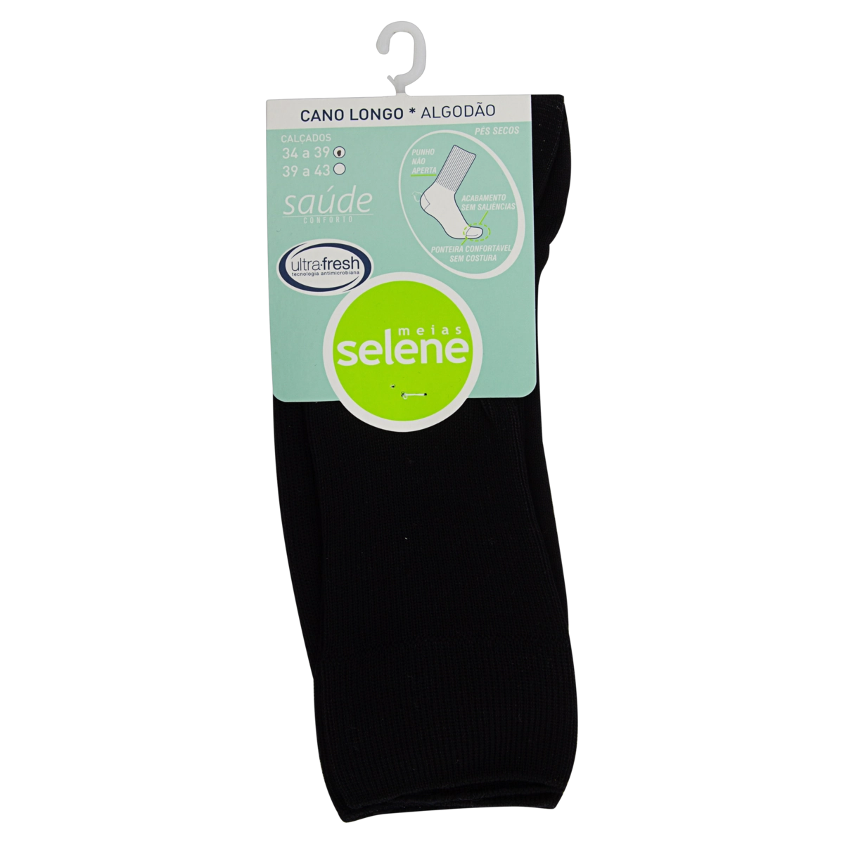 Meia Masculina Cano Longo Algodão Selene Saúde N 34 39