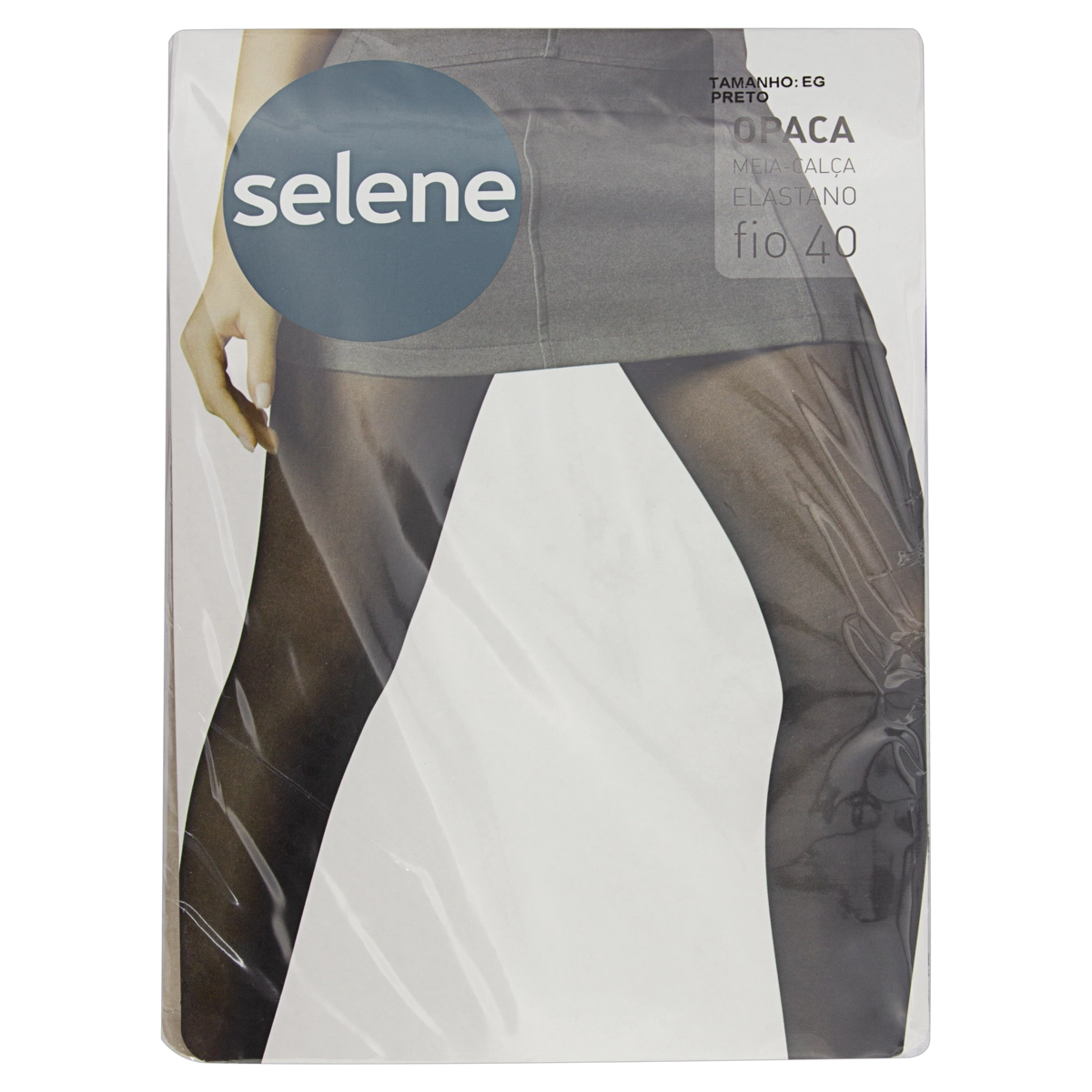 Meia Calça Preta Opaca Elastano Fio 40 Selene Tamanho Eg