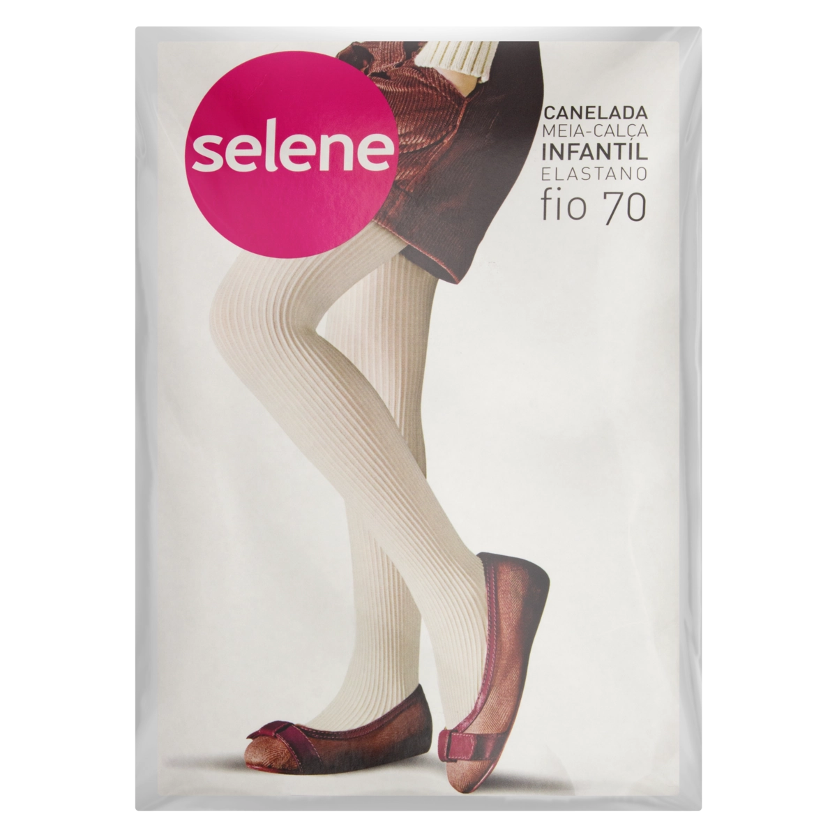 Meia Calça Infantil Branca Canelada Fio 70 Selene Tamanho G