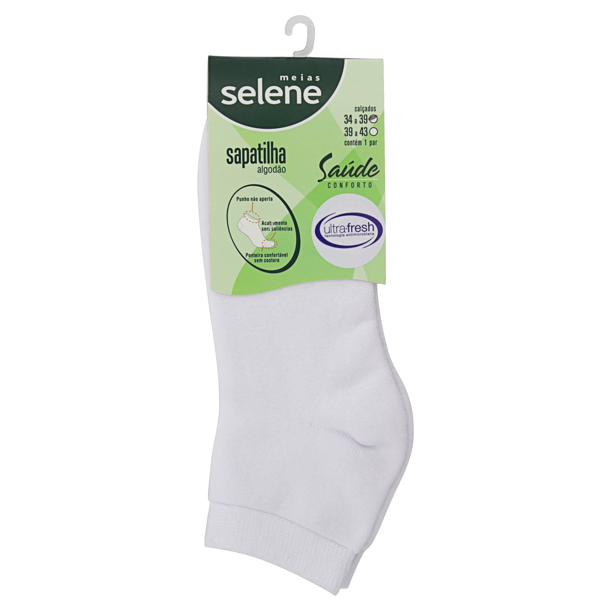 Meia Feminina Sapatilha Algodão Selene Saúde N 34 39