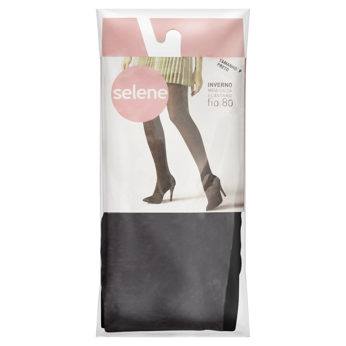 Meia Calça Preta Elastano Fio 80 Selene Tamanho P