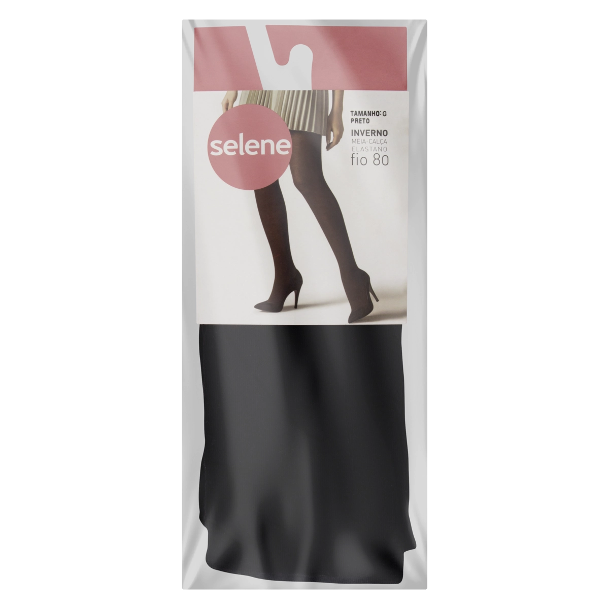 Meia Calça Preta Fio 80 Elastano Selene Tamanho G