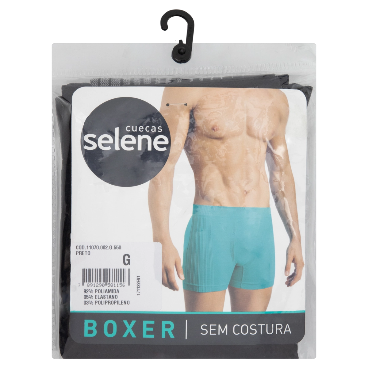 Cueca Boxer Sem Costura Preta Selene Tamanho G