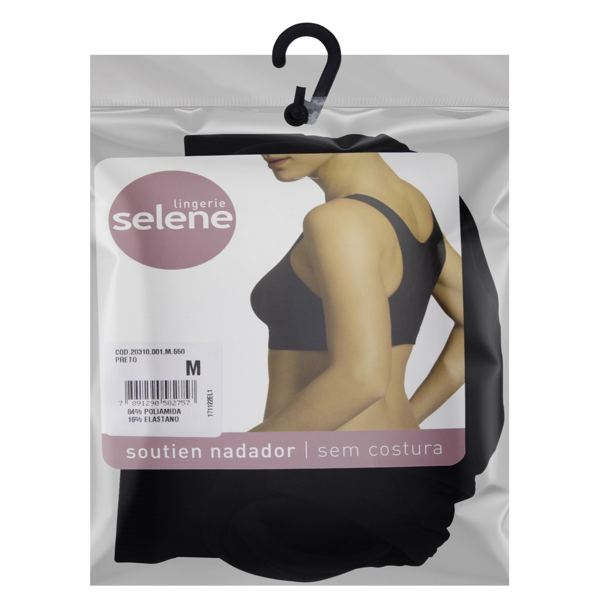 Sutiã Nadador Sem Costura Preto Selene Tamanho M