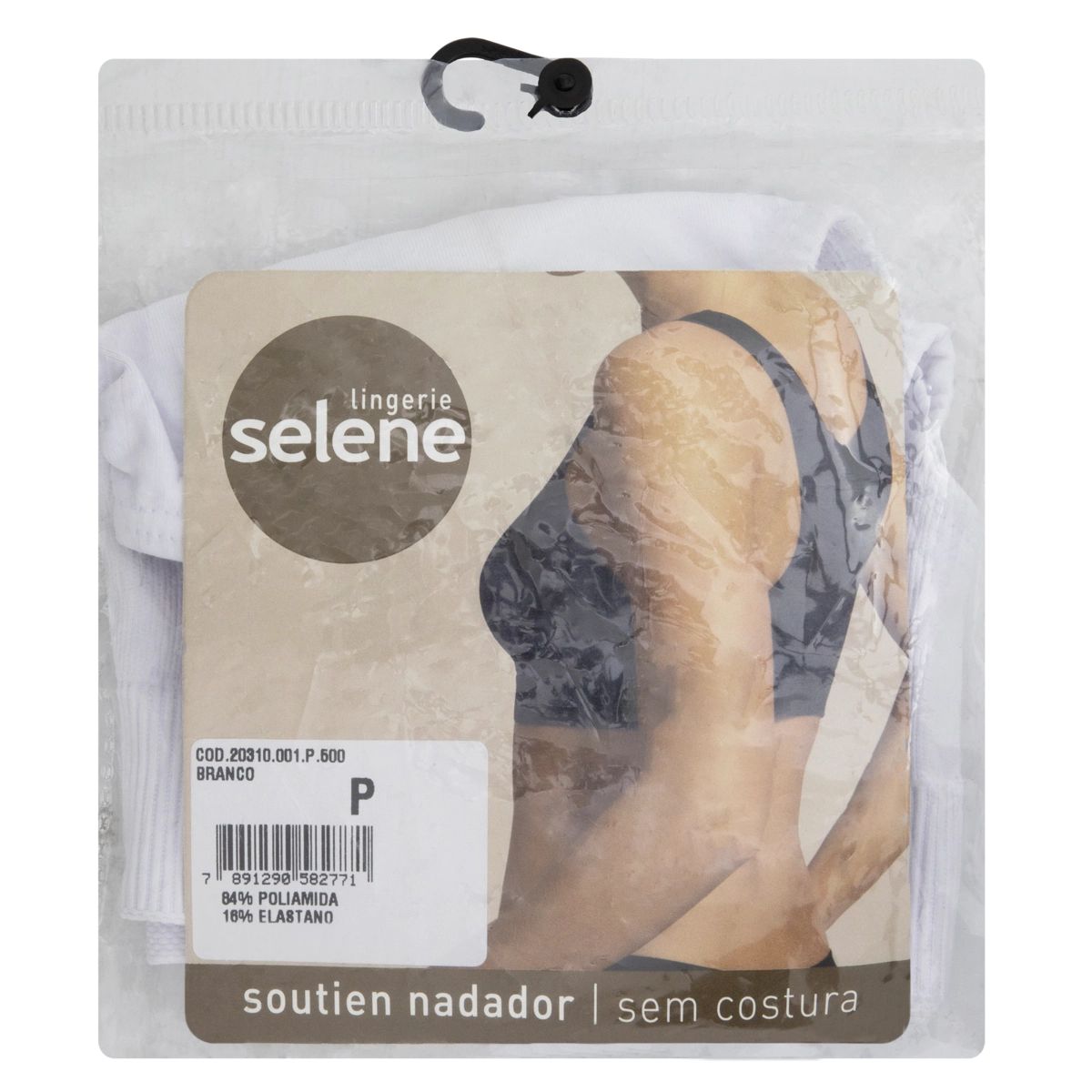 Sutiã Nadador Sem Costura Branco Selene Tamanho P