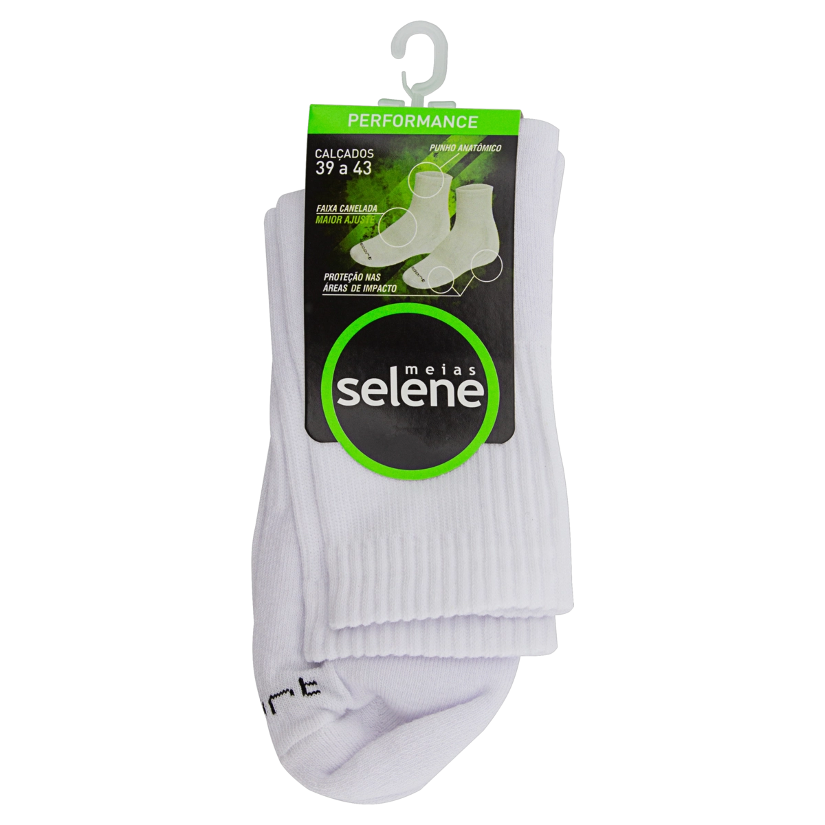 Meia Masculina Cano Curto Branca Selene Performance N 39 43