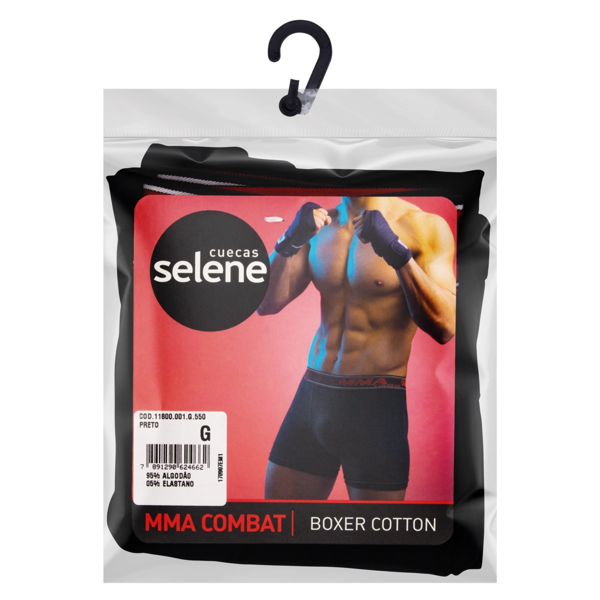 Cueca Boxer Preta Cotton Selene Mma Combat Tamanho G