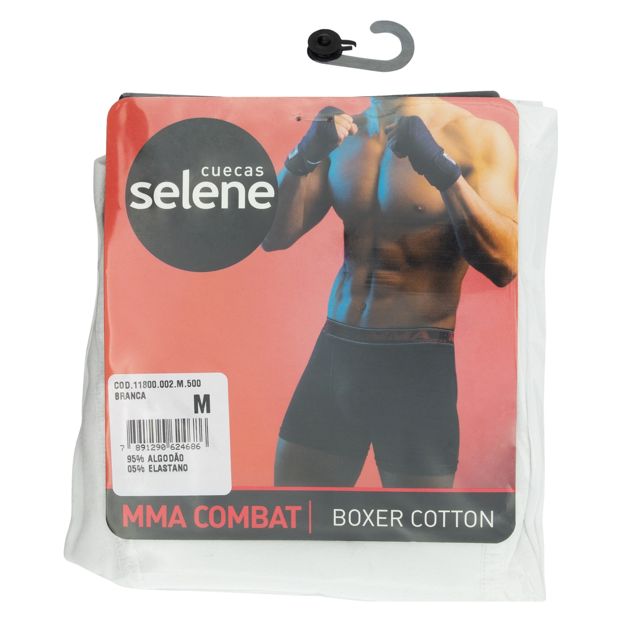 Cueca Boxer Branca Cotton Selene Mma Combat Tamanho M