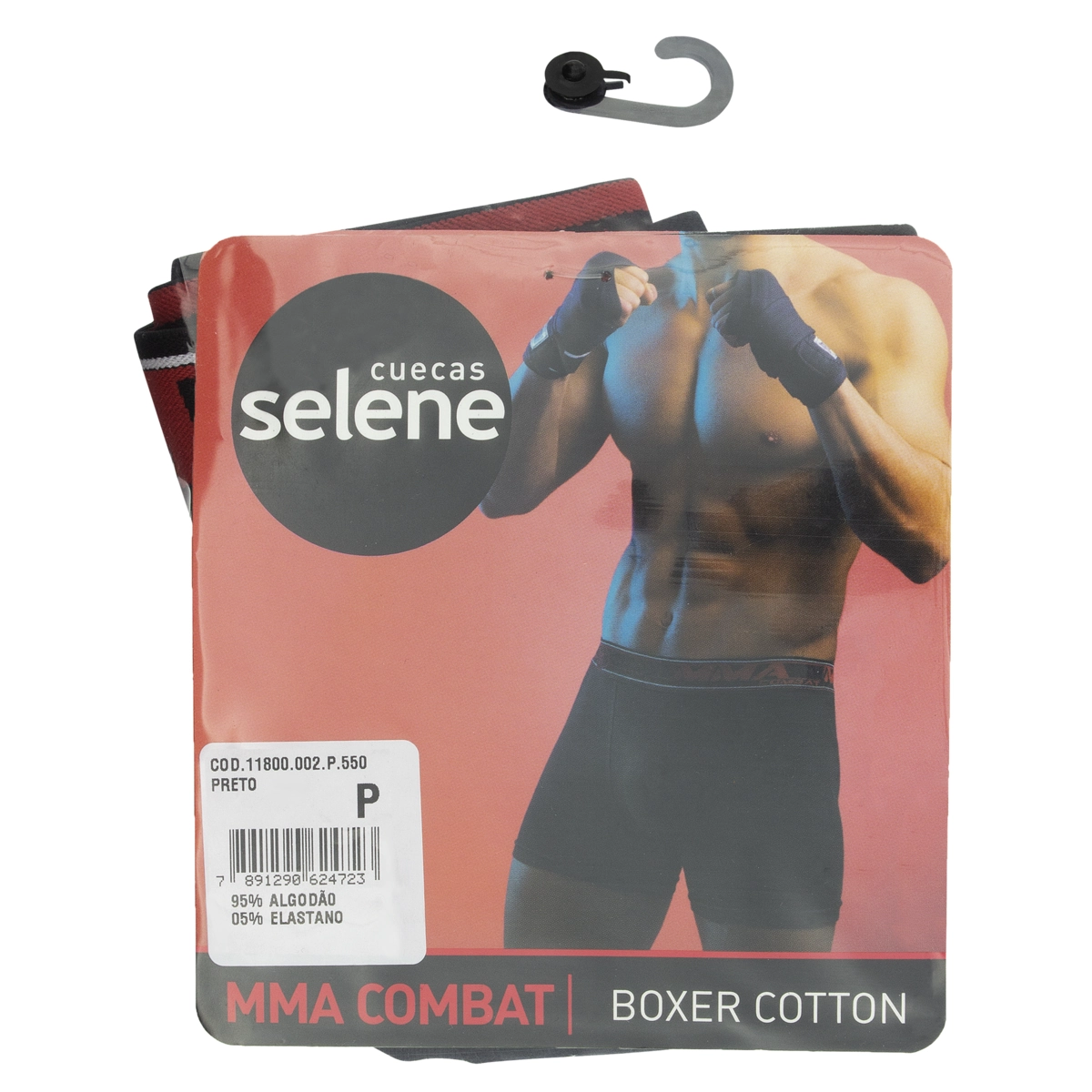 Cueca Boxer Preta Cotton Selene Mma Combat Tamanho P
