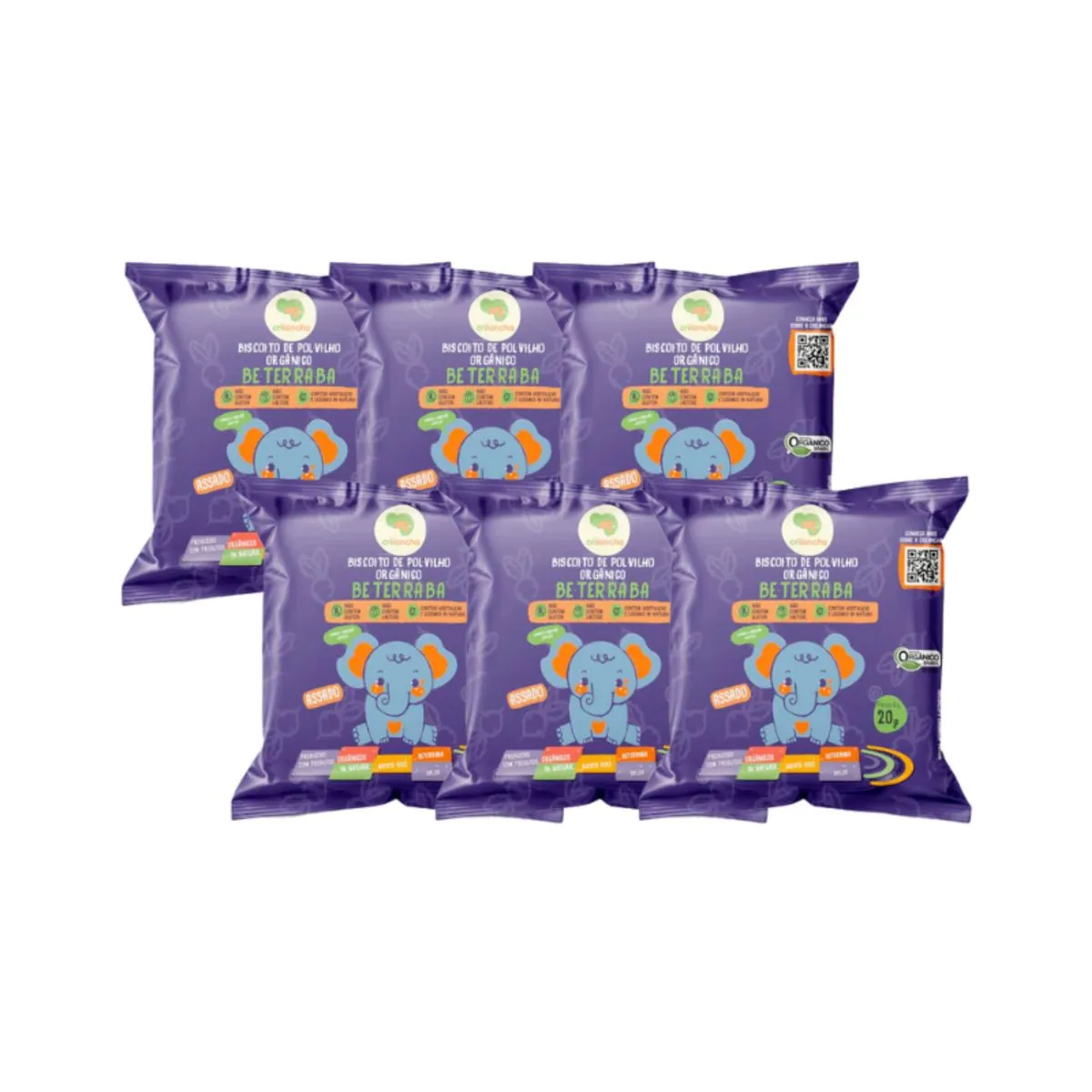 Kit 6X: Biscoito de Polvilho Beterraba Vegano Orgânico Crilancha 20g