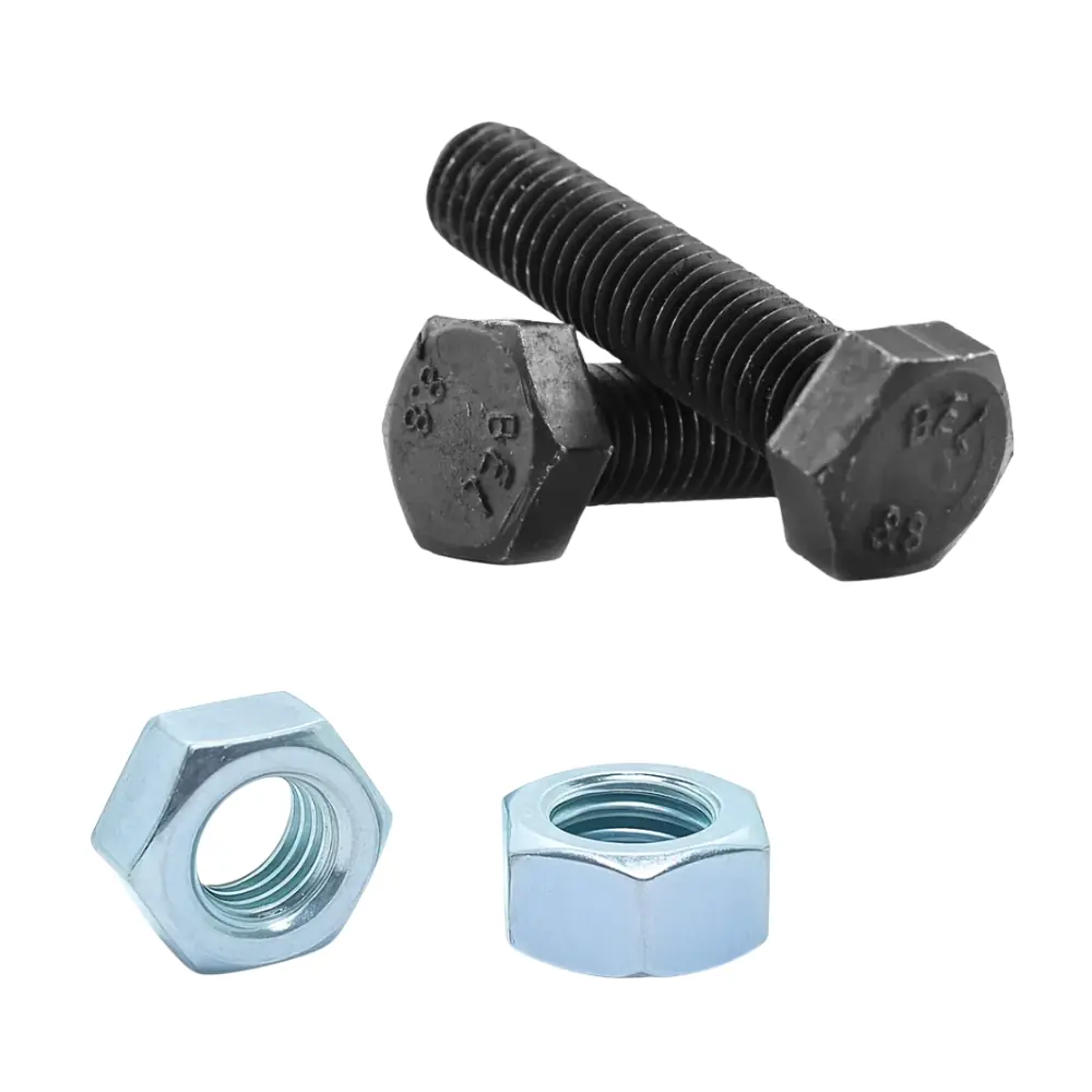 Kit 50 Parafusos Sextavados 8.8 Rosca Inteira + 50 Porcas Zincadas 8x20