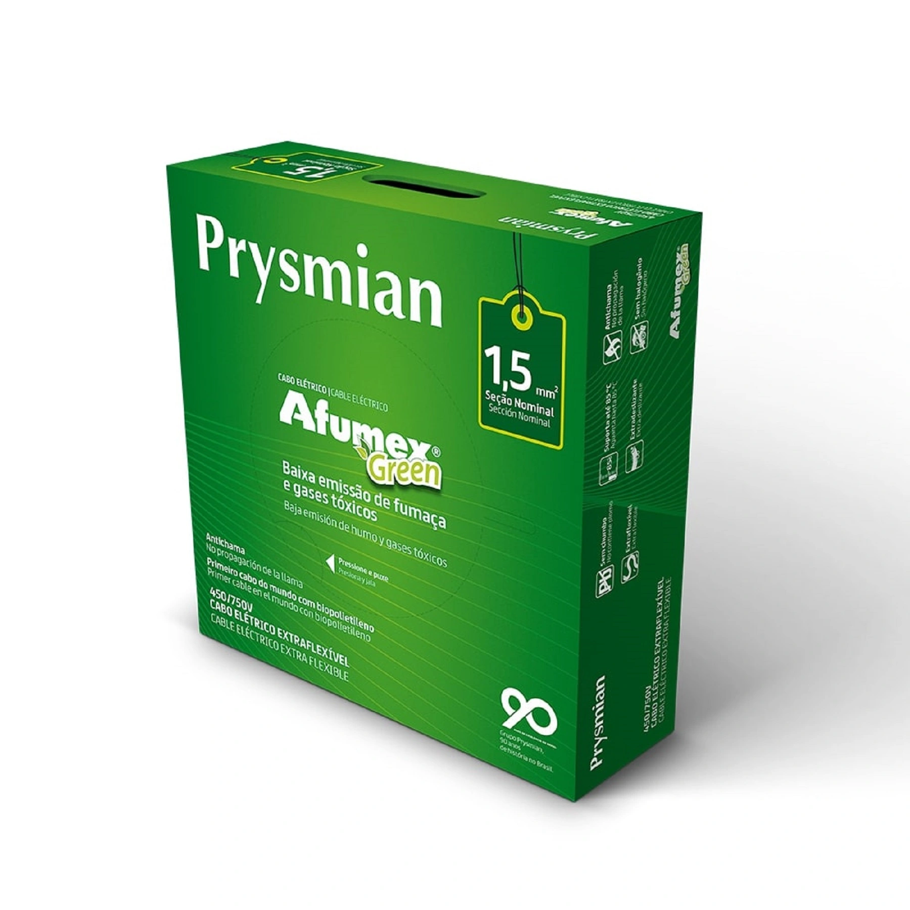 Cabo Flexível 1,5mm 100m Vermelho 750V Prysmian