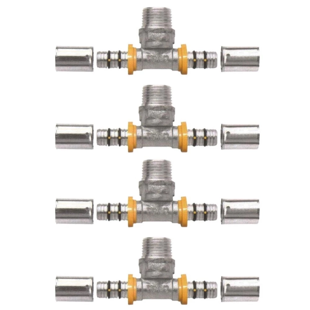 Kit 4 Te Tee P/ Gás Encanado 16mm Rm 1/2 Pex Multicamadas