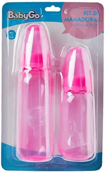 Kit Mamadeiras 240 150 Ml Orto Baby Go 6 Meses Rosa
