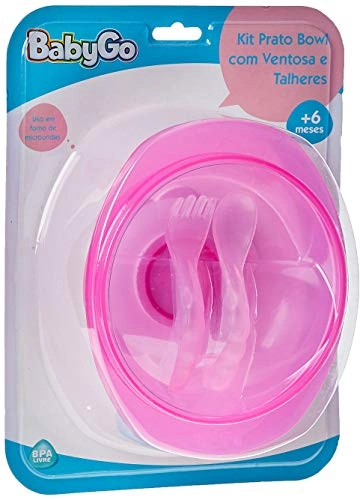 Kit Prato Bowl Baby Go C/ Vent E Talh Rosa