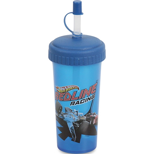 Copo Com Tampa E Canudo Blister Hot Wheels Babygo
