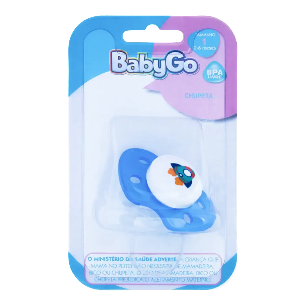 Chupeta Ortodôntica Azul Foguete Babygo N 1