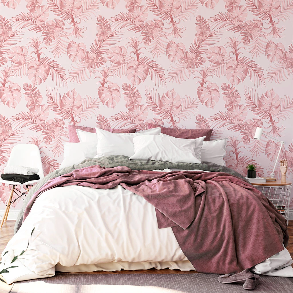 Painel Folhagem - Fd Costela De Adão Rose 3x2,5m (lxa)