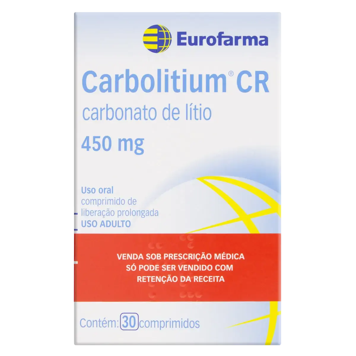 Carbolitium Cr 450mg Eurofarma Caixa 30 Comprimidos