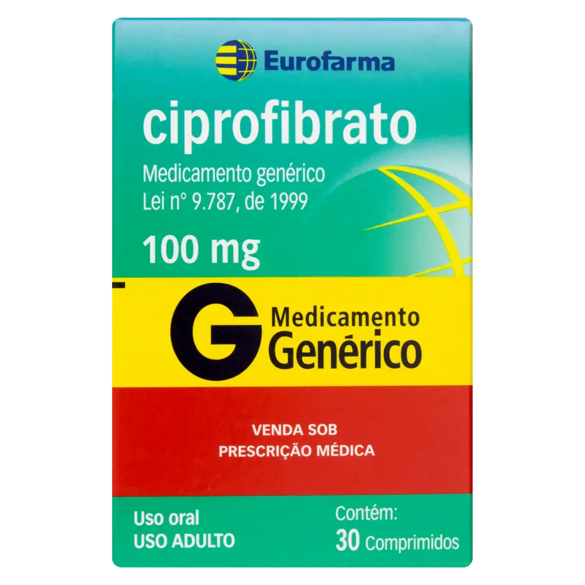 Ciprofibrato 100mg Eurofarma Caixa 30 Comprimidos