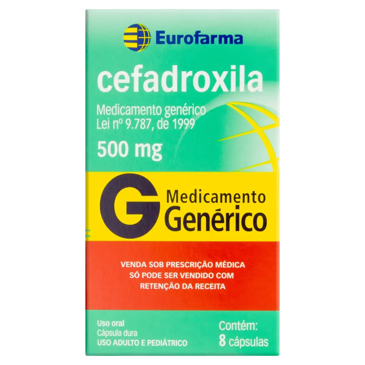 Cefadroxila 500mg Eurofarma Caixa 8 Cápsulas
