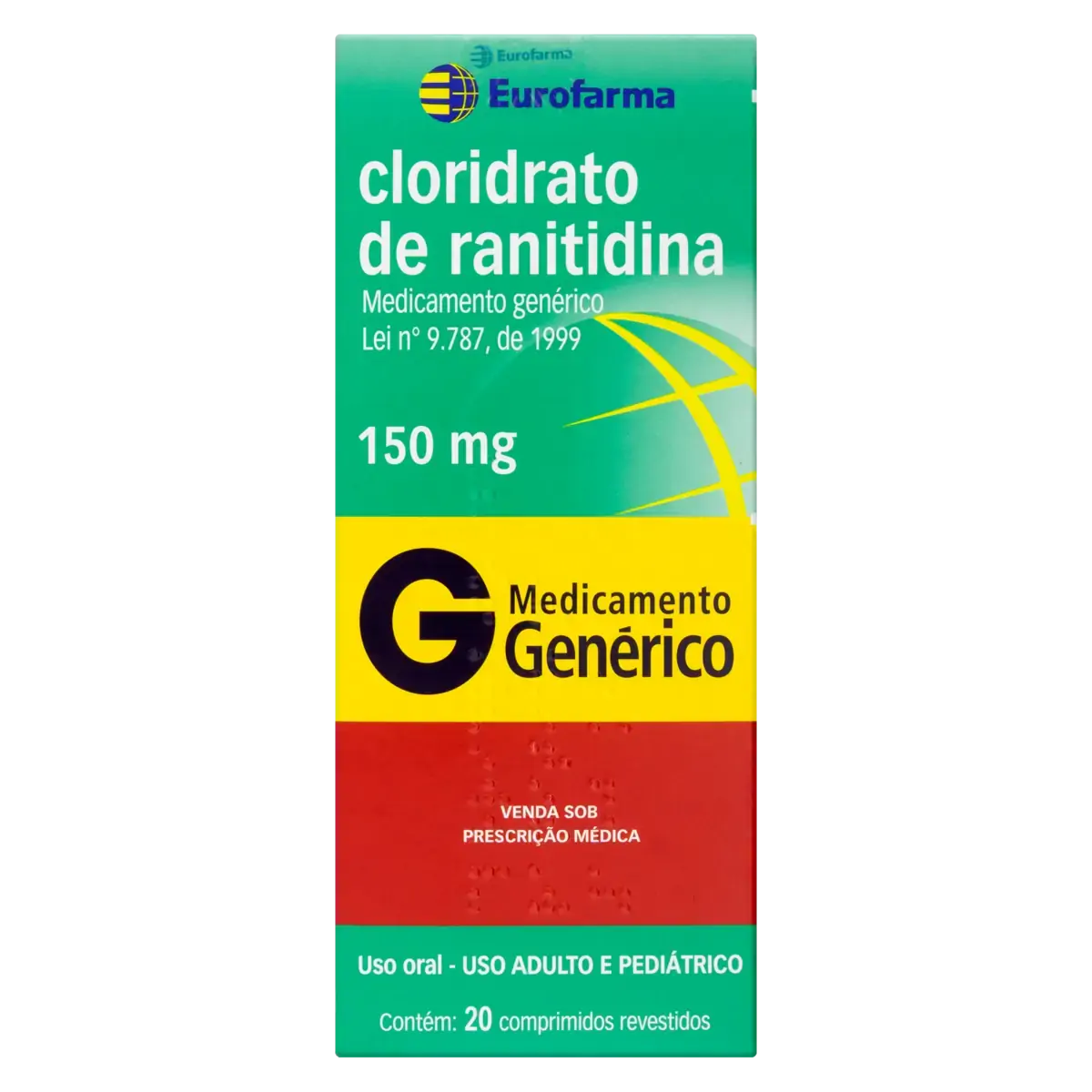 Cloridrato De Ranitidina 150mg Eurofarma Caixa 20 Comprimidos Revestidos