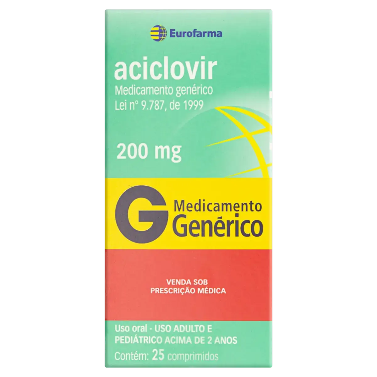Aciclovir 200mg Eurofarma Caixa 25 Comprimidos