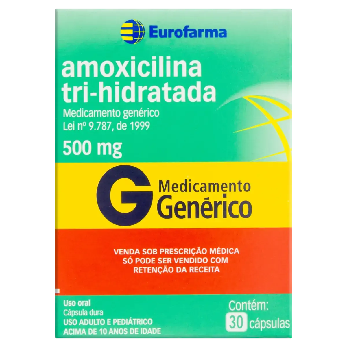Amoxicilina Tri Hidratada 500mg Eurofarma Caixa 30 Cápsulas